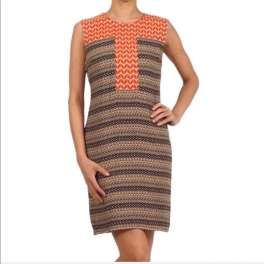 THML Artsy Embroidery Bohemian Midi Brown‎ Orange dress